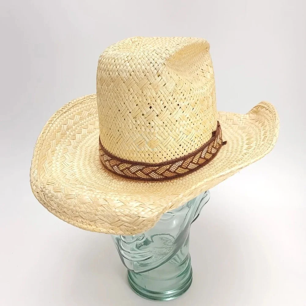 Cowboy Hat‎ Resistol StageCoach Straw Western Band Size 6 7/8 Sisters Cowgirl
